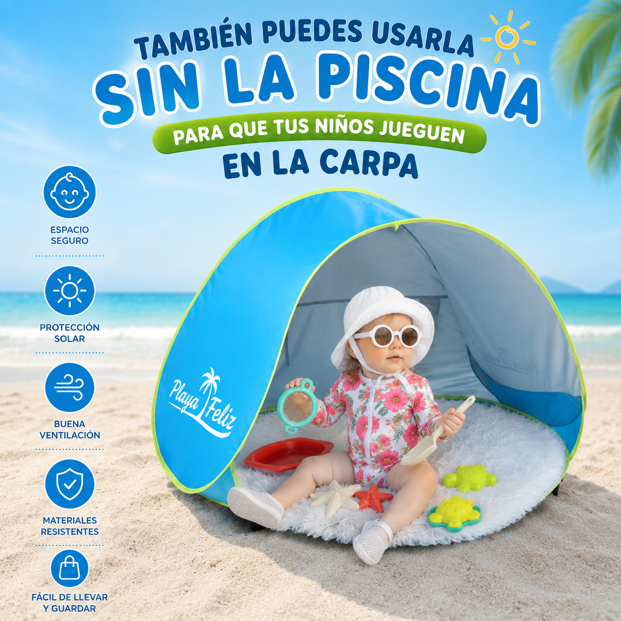 Carpa portátil de playa para niños