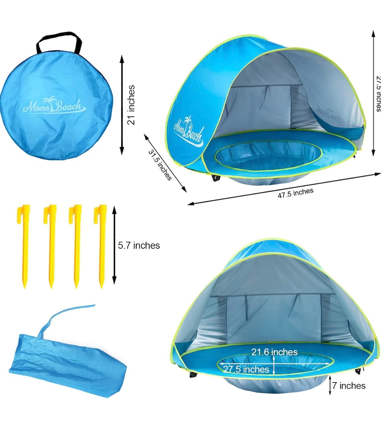 Carpa portátil de playa para niños